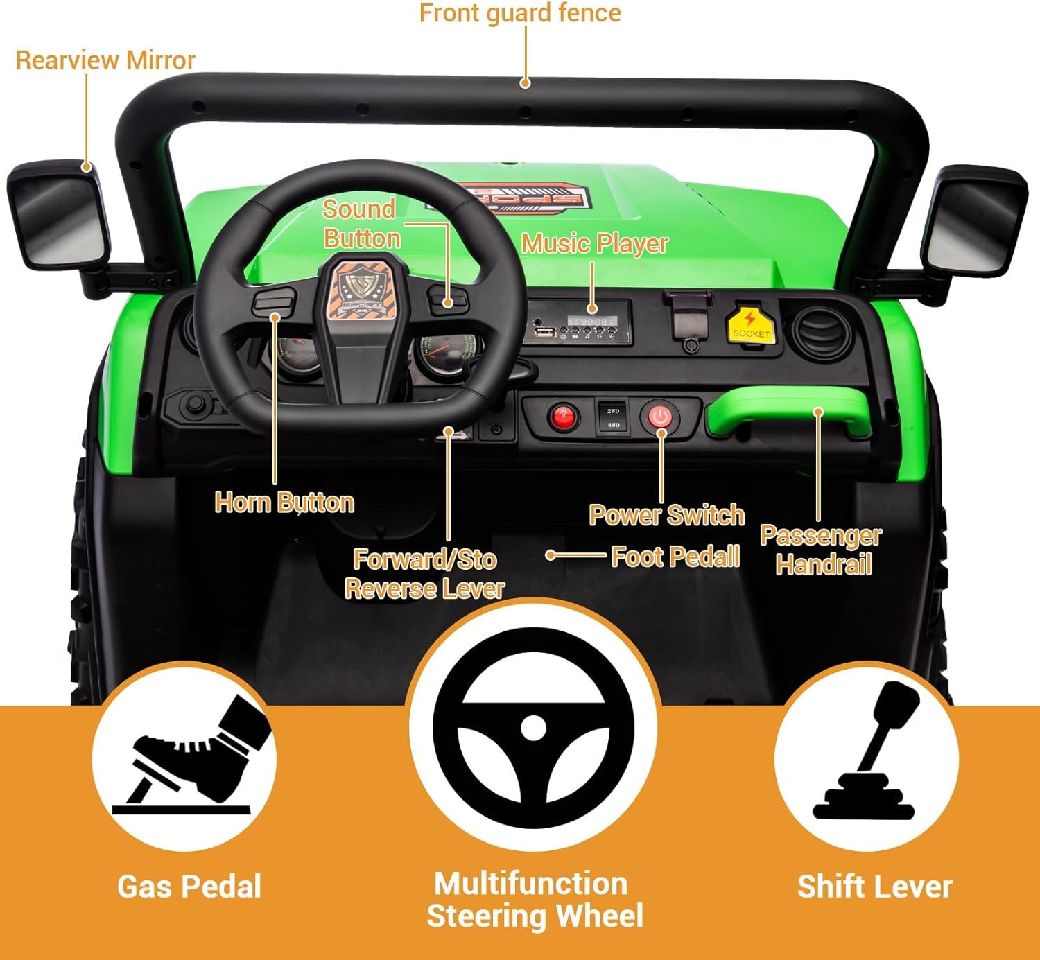 Kids 24V Ride On Dump Truck UTV Electric Ride On Car Toys Vehicles w/ Dump Bed