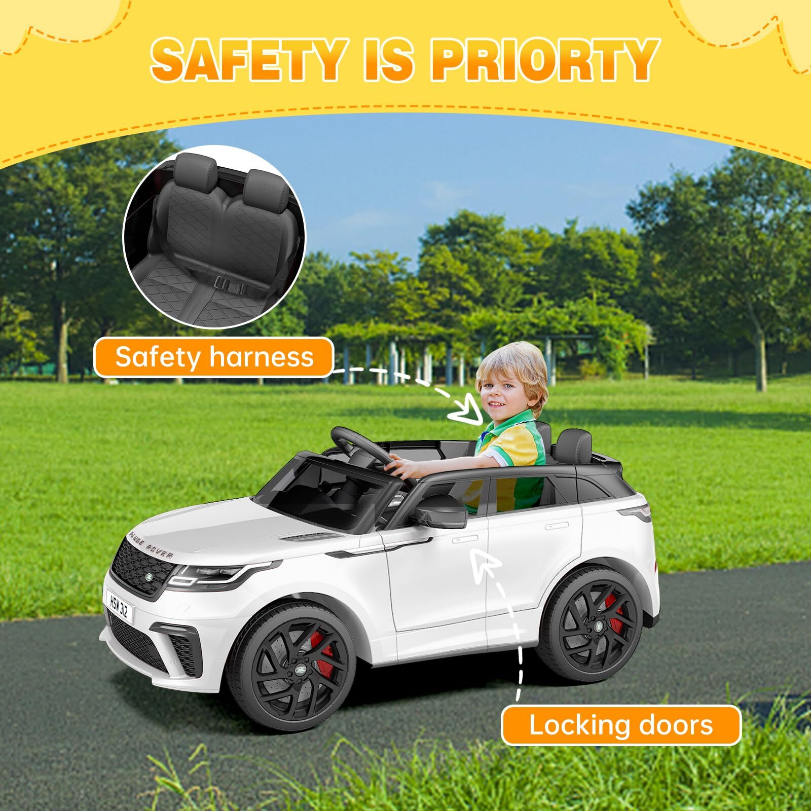 Kids Ride On Car with Remote Licensed Land Rover Kids Electric Car for Kids 3-8