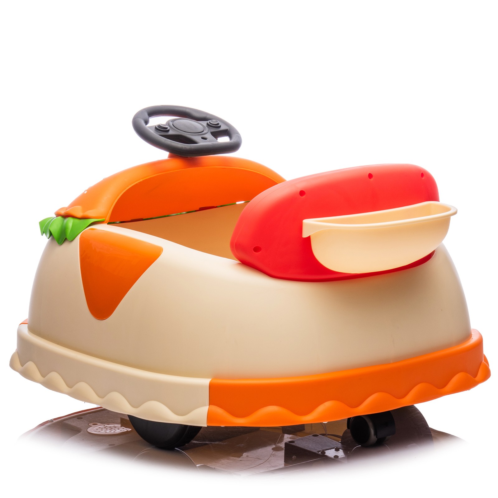 12V Kids Ride On Electric Bumper Car Cute Hamburger Design Storing Space For 2-5