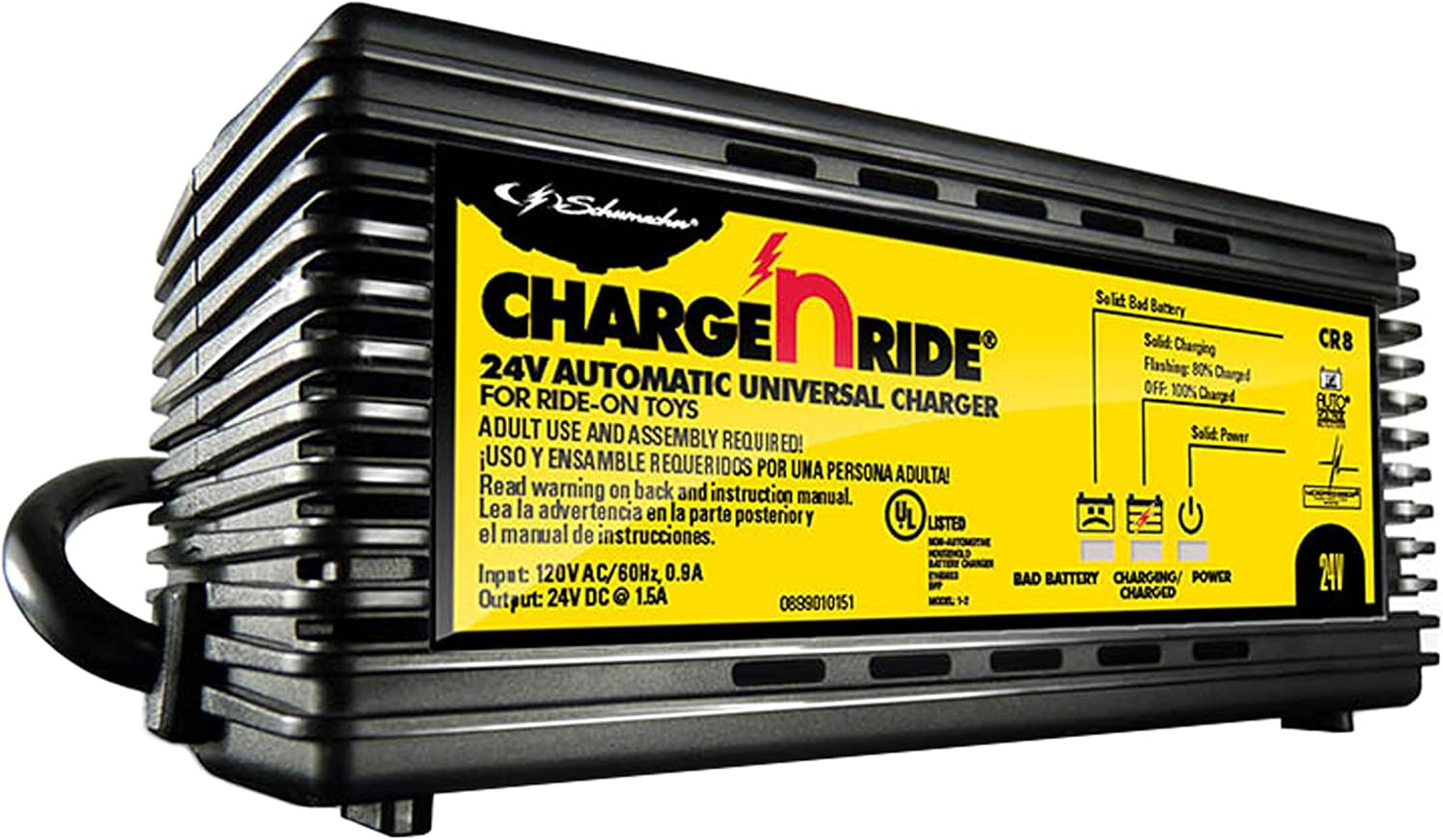 24 Volt Universal Battery Charger for Ride on Toys – Charge ‘N Ride CR8-1.5 Amp,