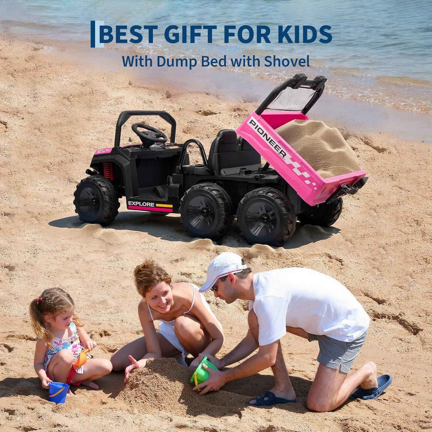 24V 4WD Kids Ride-on Dump Truck Remote Control 2-Seater with Dump Bed 3 Speed
