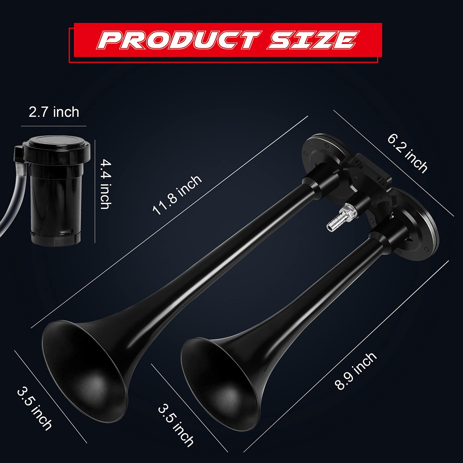 CARFKA Air Horn for Truck Boats Car, 150DB Super Loud Train Horns Kit with 120 P