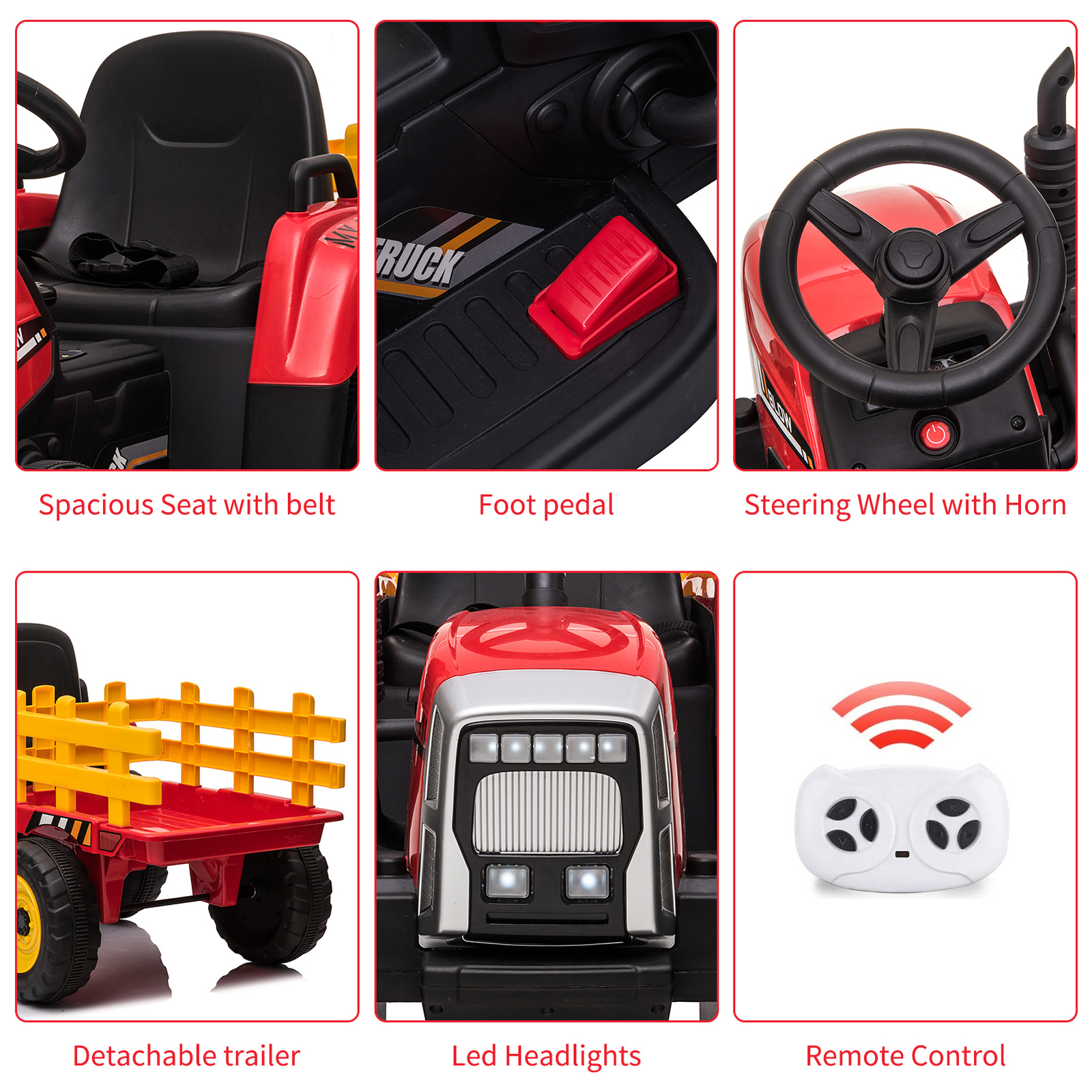 Kids Ride On Toys Car Tractor 12V Powered Electric w/Remote Control Kids Gift US