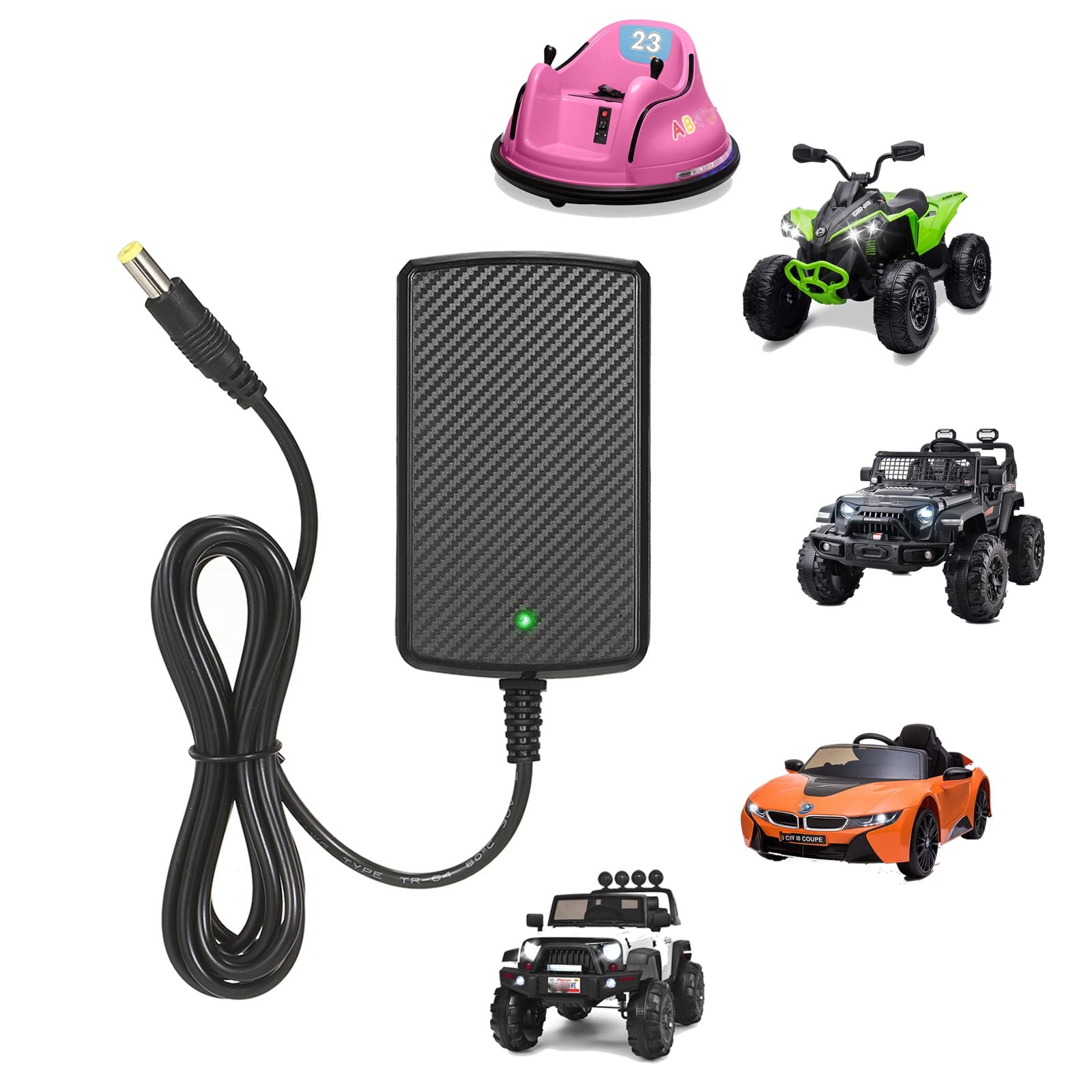 12v Charger for Kids Ride On Toys Car 12 Volt Battery Large, Black