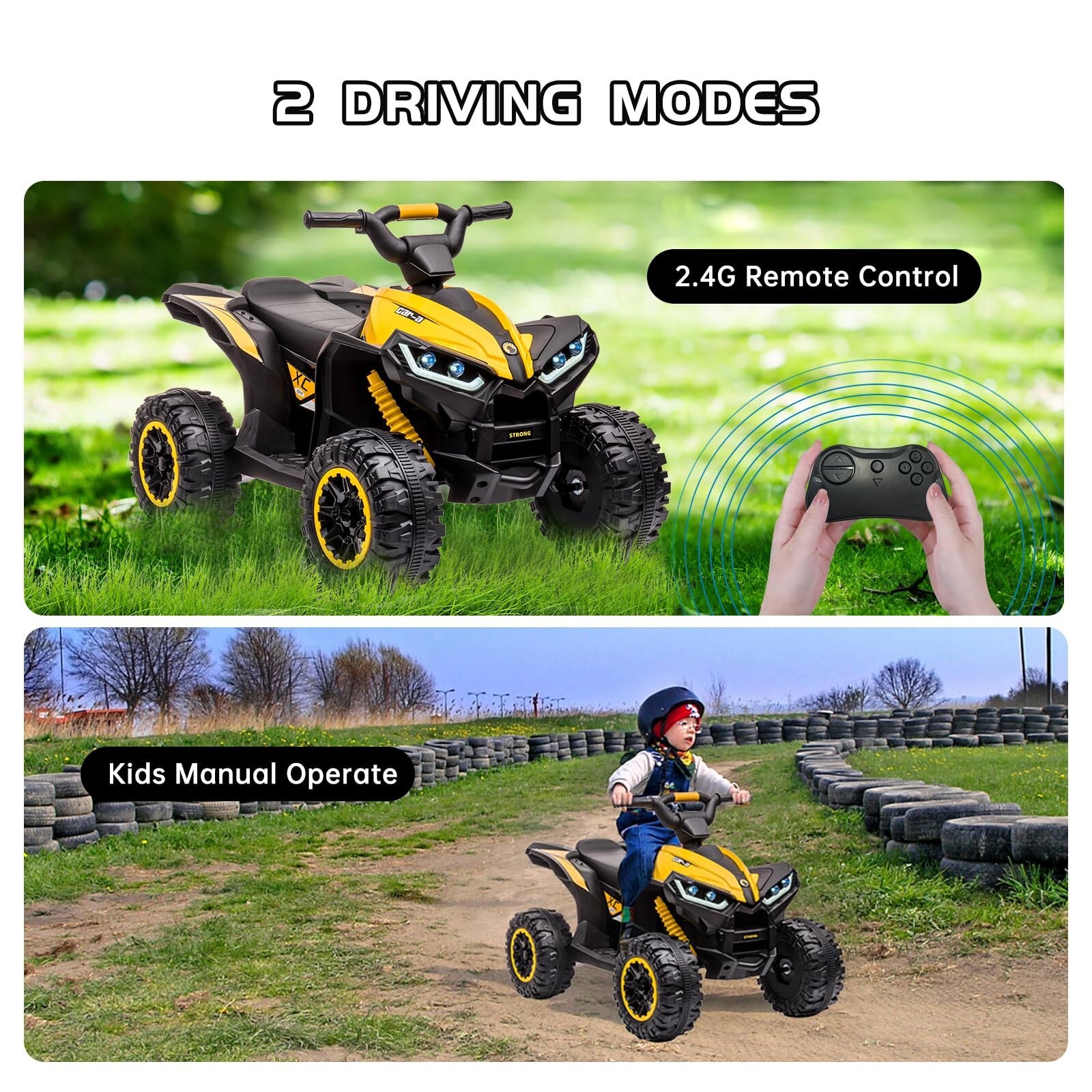 12V Kids Ride on ATV Car, 4 Wheels Battery Powered Quad Toy Vehicle with Music