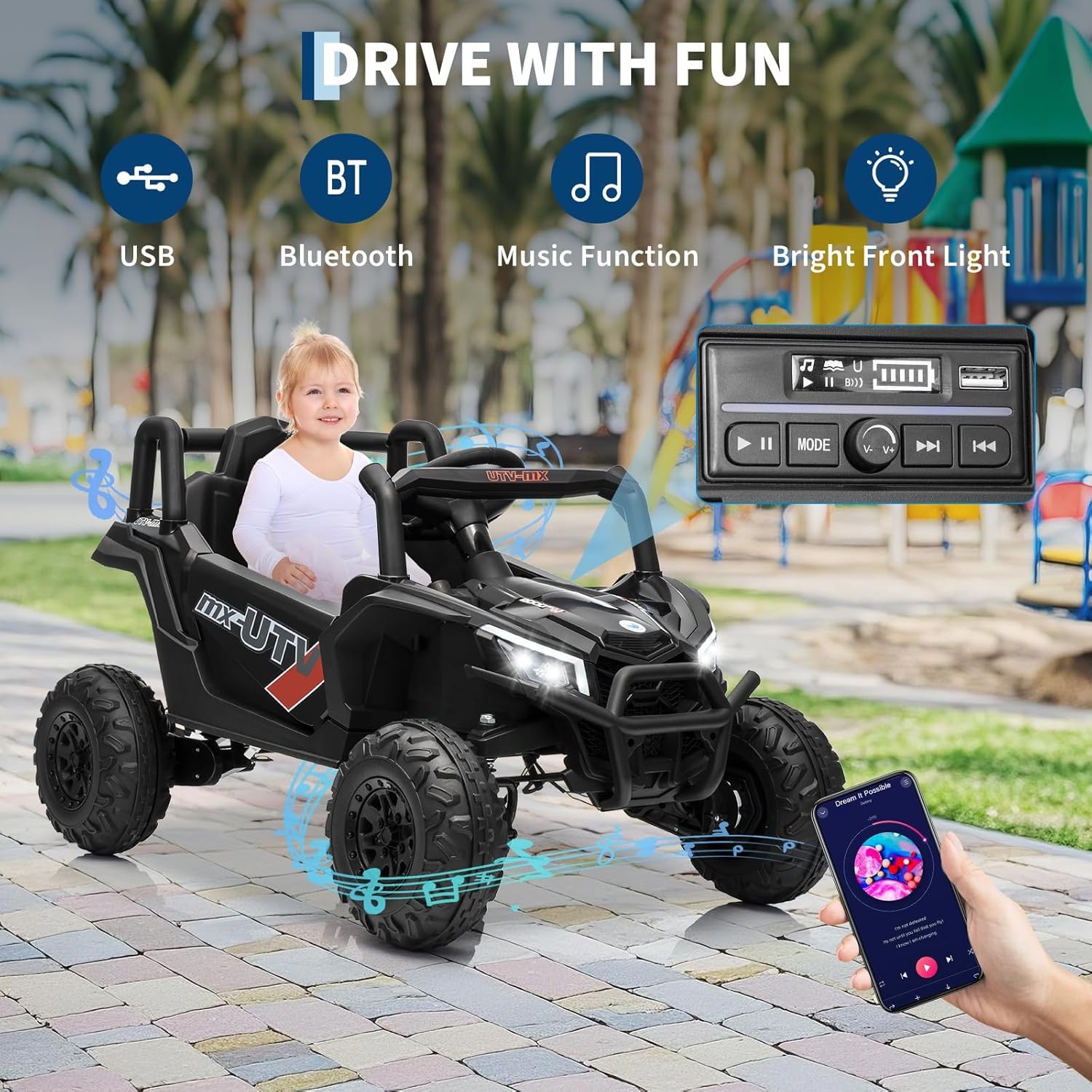 12V Kids Ride On Car UTV Truck Remote Control 4WD/2WD Electric Vehicle w/ Music