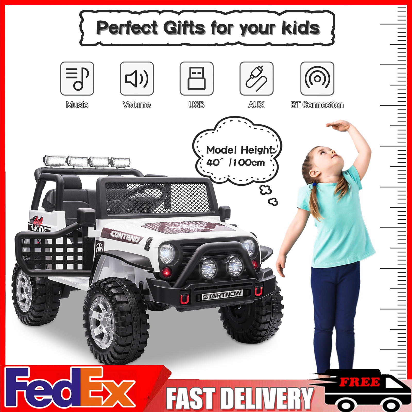 12V Electric Vehicle Truck Kids Ride On Car Jeep 2 Seater W/ Remote Control Toy