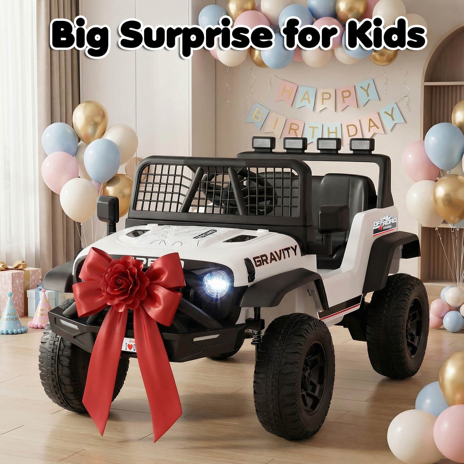 24V Ride On Car w/Remote Control Music LED Headlights Spring Suspension for Kids