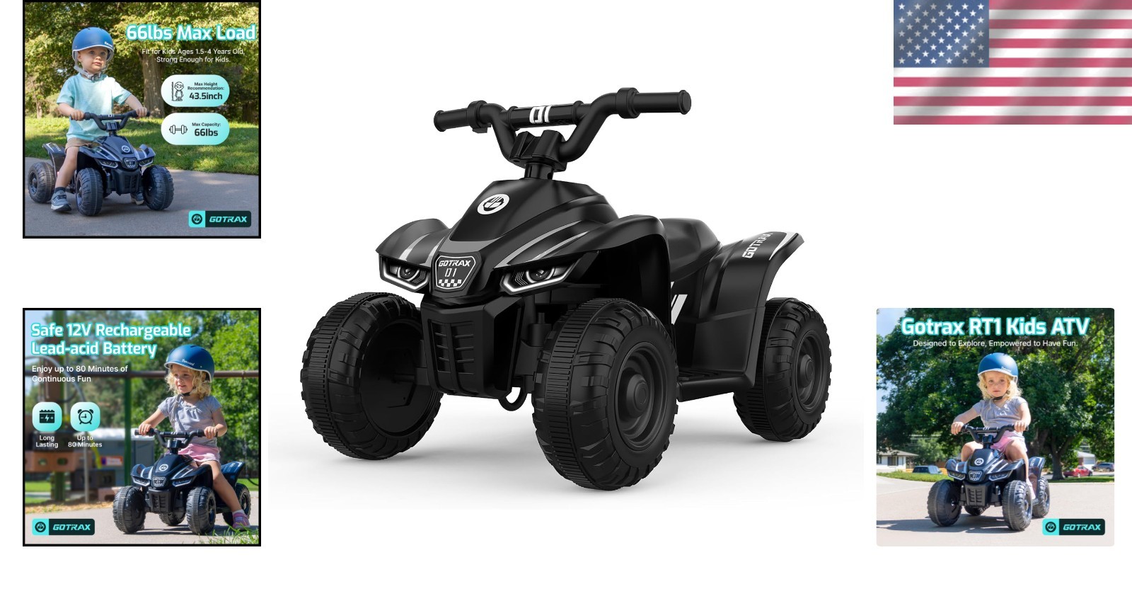 Kids Electric Car, 12V Battery, 80min Playtime, 1.5MPH Speed.,