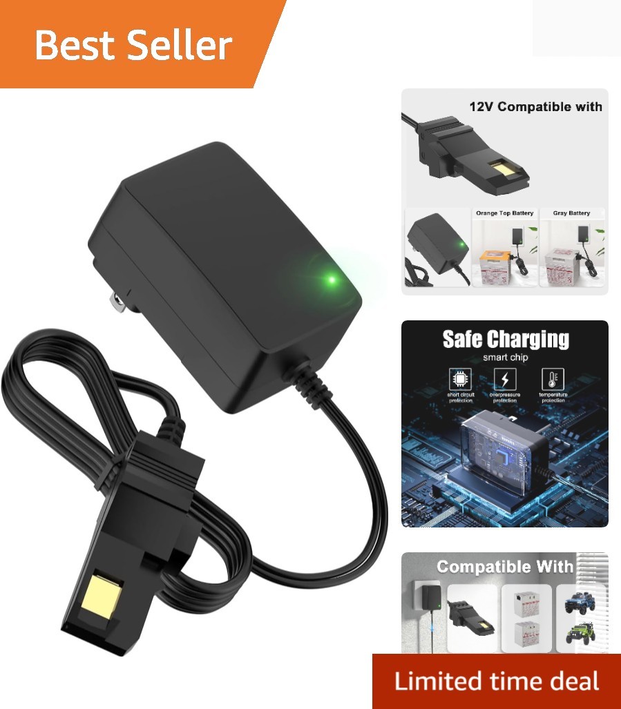Replacement 12V Charger for Power Wheels – Includes Charging Indicator & Cord