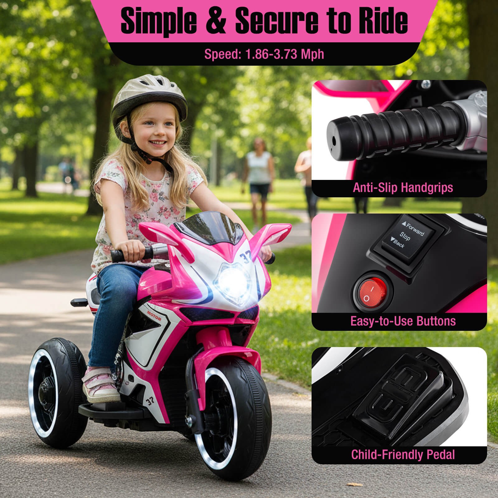Kids Ride on Motorcycle 6V Battery Powered Mini Electric Motorbike w/ LED Lights