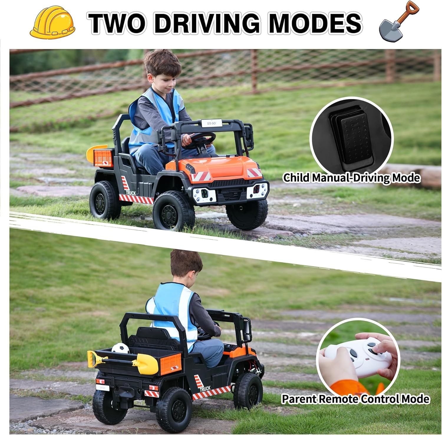 TOBBI Ride on Kids Car Dump Truck with Remote Control for Kids 3-8 Years, Yellow