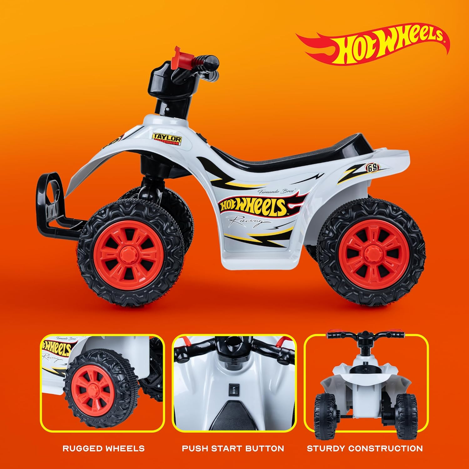 Hot Wheels – 6V ATV Quad for Kids, Powerful and Safe Ride-On Toy with Rechargeab