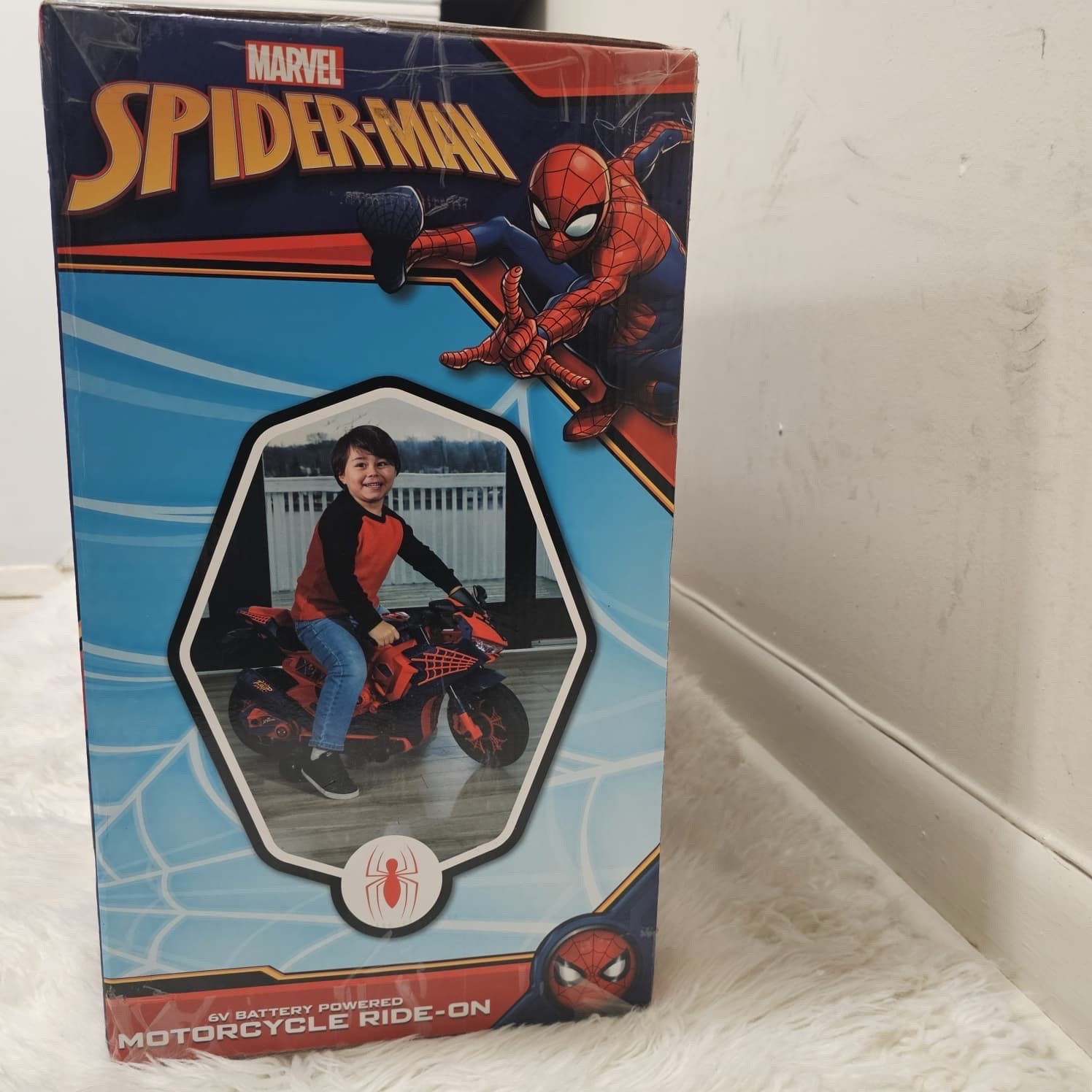Kids Motorcycle Ride On Toy Spiderman Design Electric 6V Rechargeable Battery