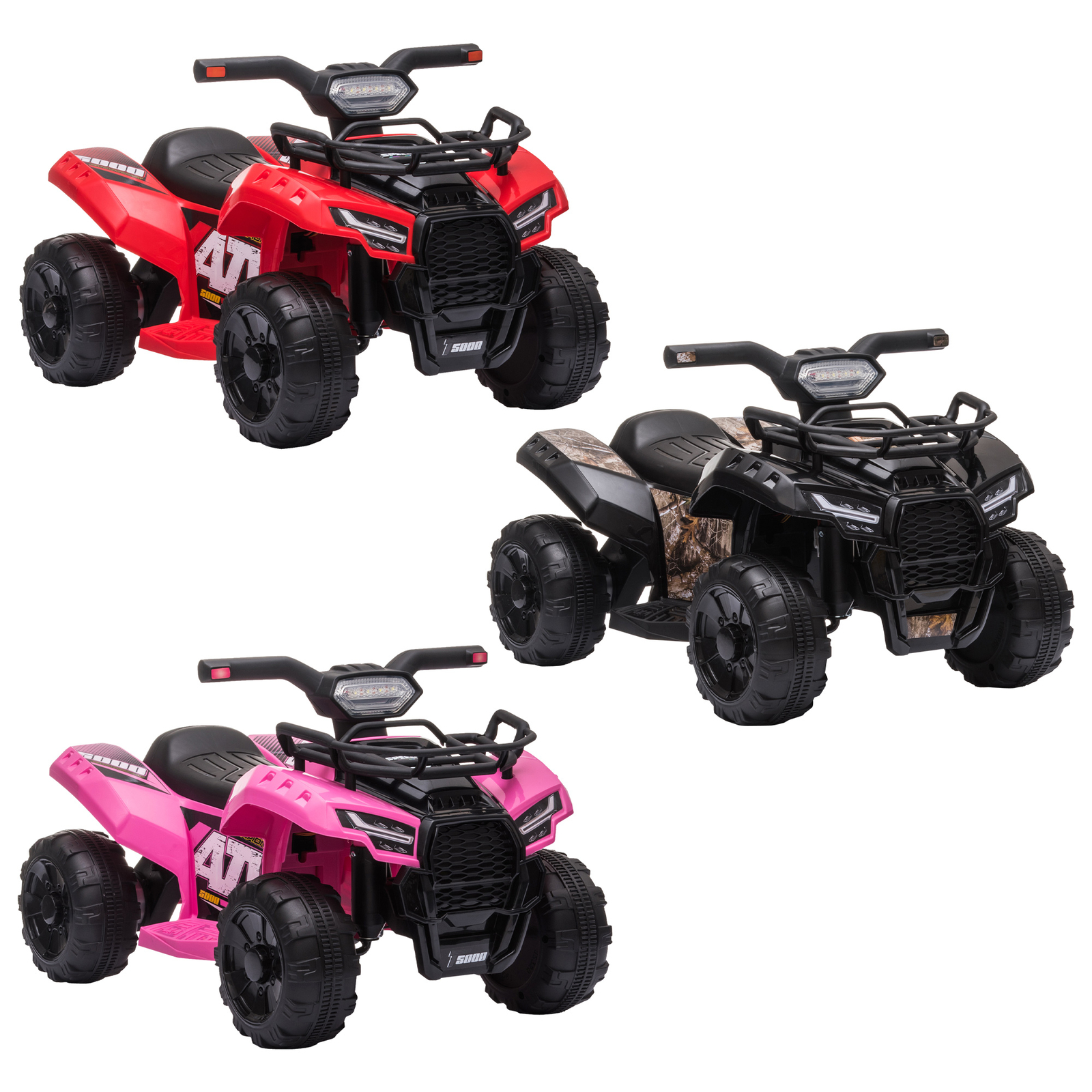 Kids 6V Battery Powered Ride On Car Quad Four Wheeler ATV Toy w/ LED Headlights