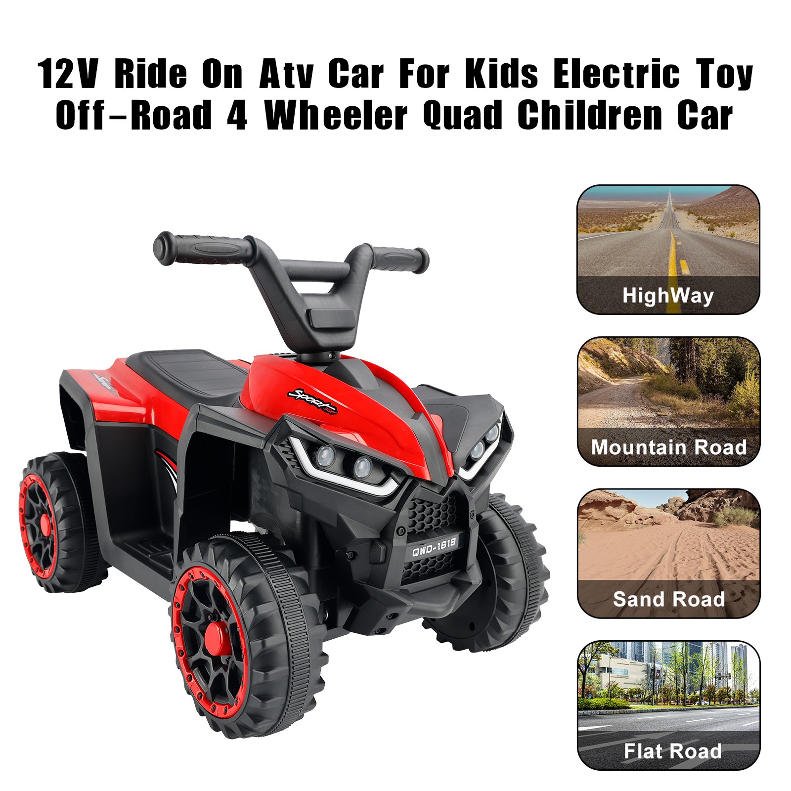 12V Ride On Atv Car For Kids Electric Toy Off-Road 4 Wheeler Quad Children Car #
