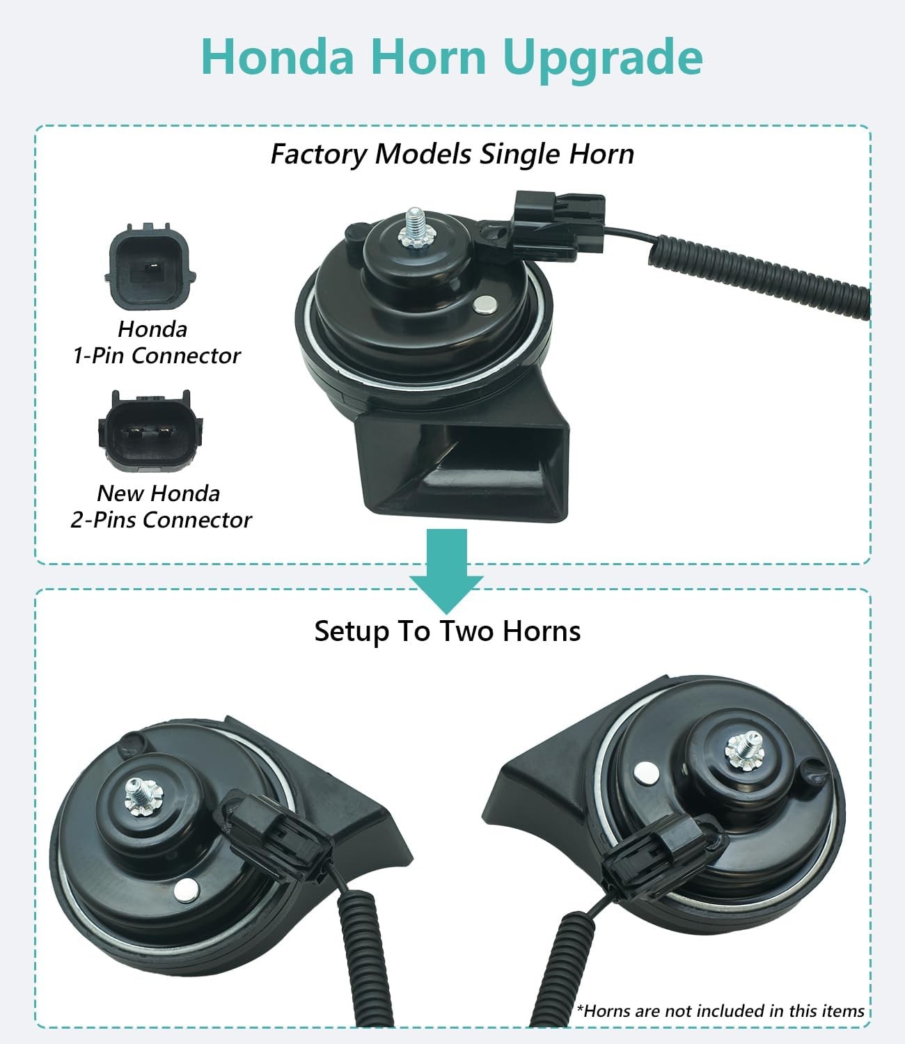 Dual Horn Upgrade Kit for Honda HR-V, Fit & Civic – High/Low Tone Snail Horns