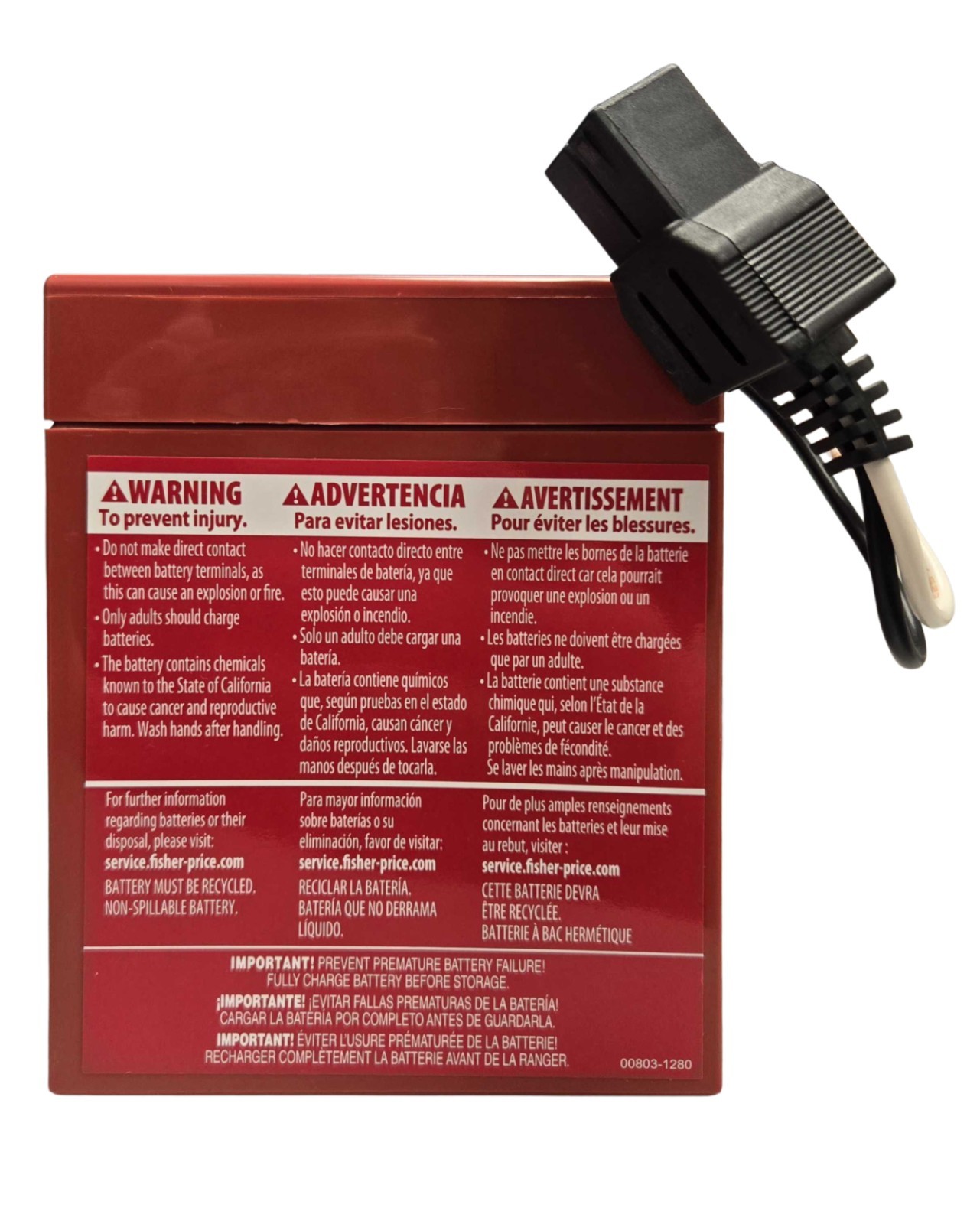 Power Wheels Super 6 Volt Red Battery, 00801-0712