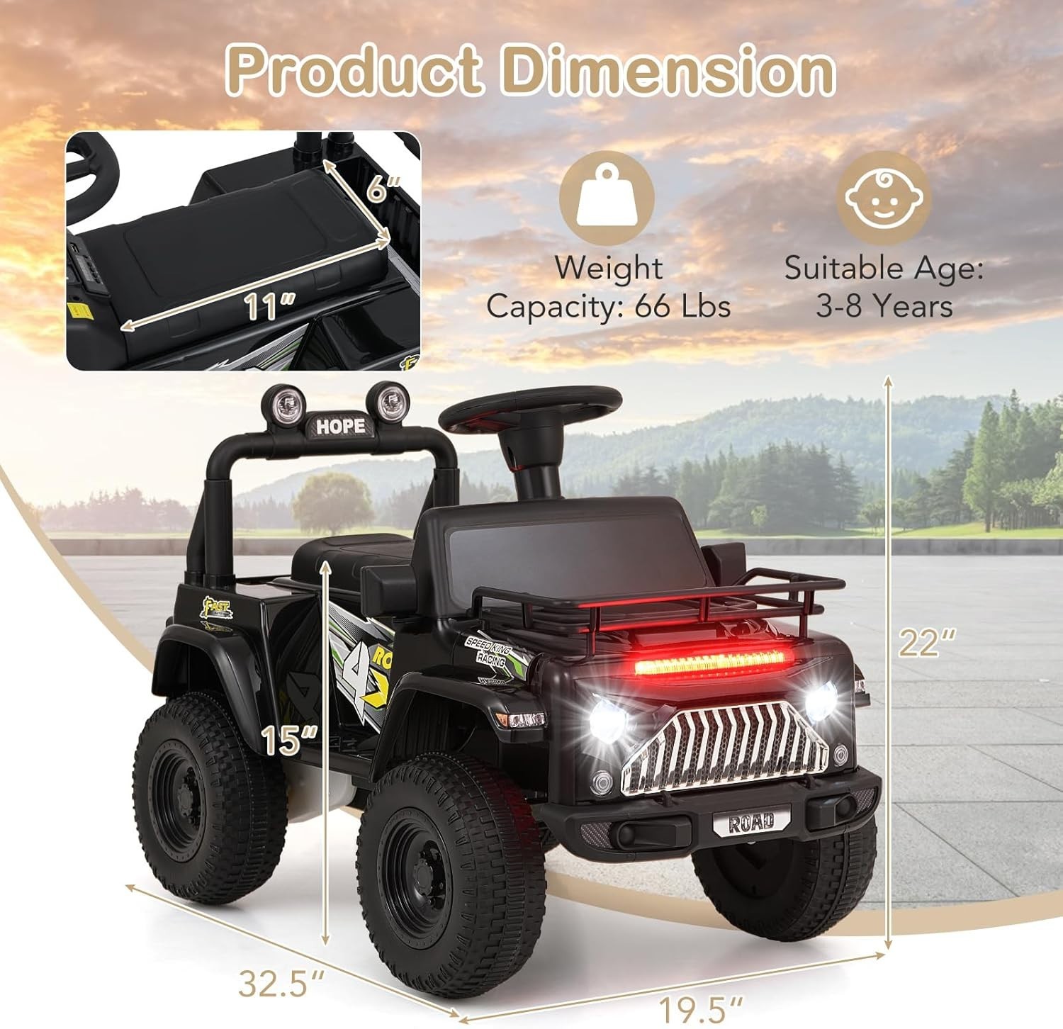 Carro Electrico Para Niños De 3 A 5 Años Montar Manejar Y Jugar Con Luces NUEVO