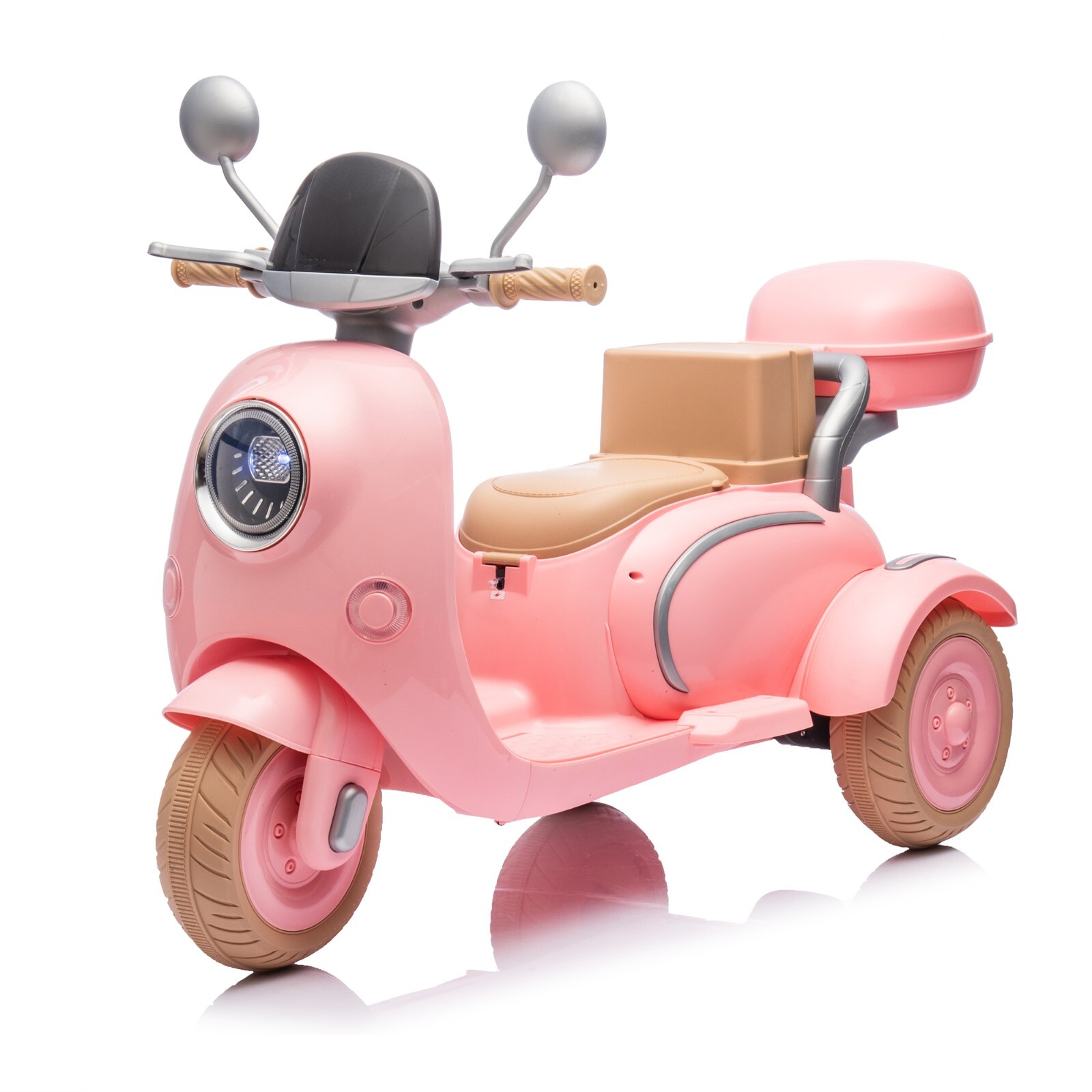 Kids 2-Seater Ride-On Motorcycle 12V with 2 Motors – 3-Wheel, USB, for 3-6, Pink