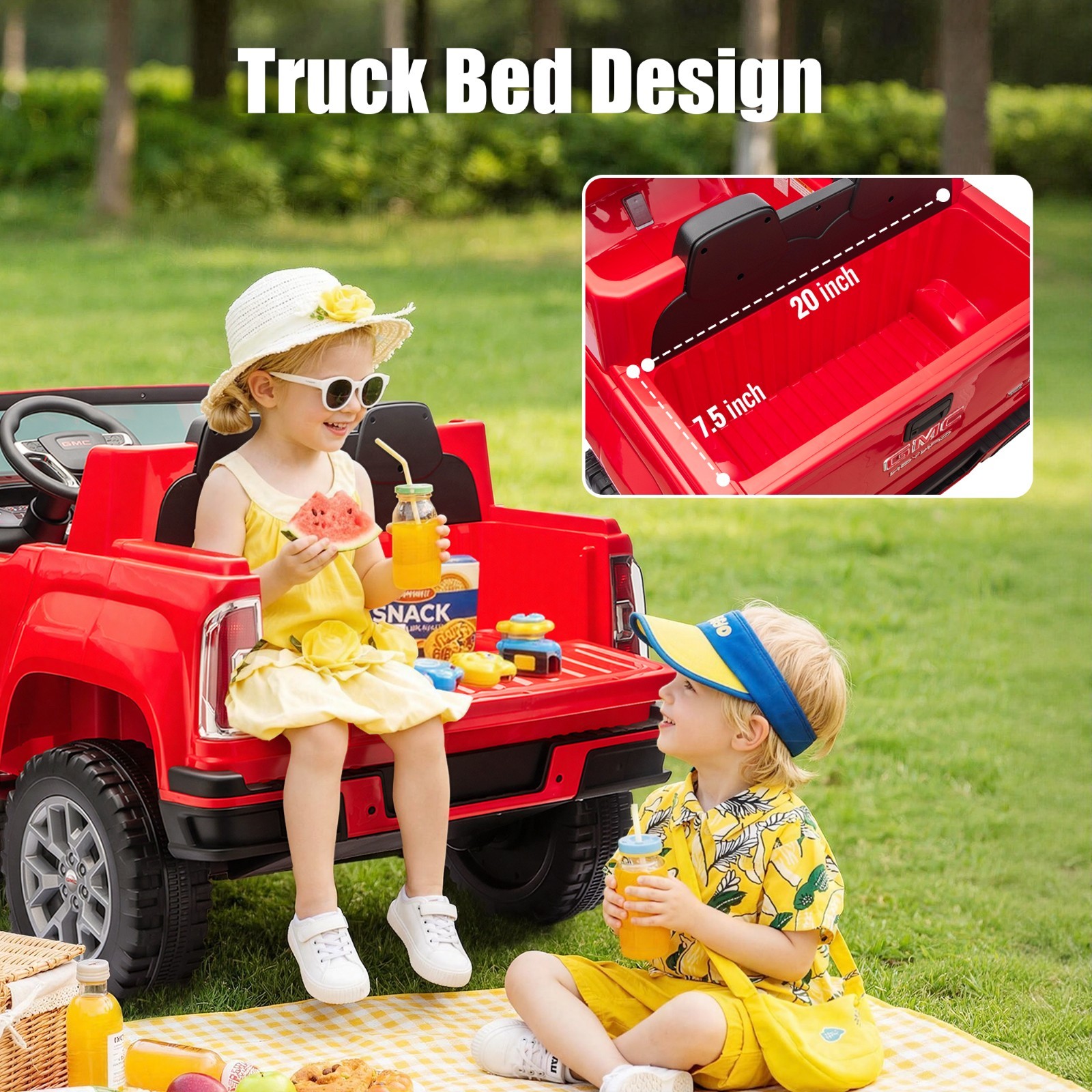 24V 4WD Kids Ride On Truck 4 Motors 7AH Battery Electric Car LED MP3 2 Speed