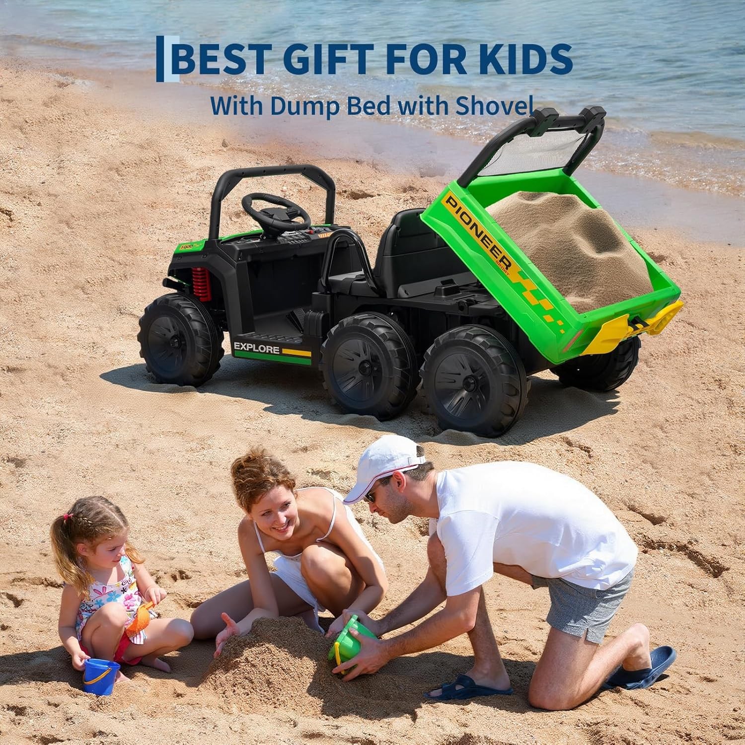 24V 4WD Kids Ride-on Dump Truck Remote Control 2-Seater with Dump Bed 3 Speed