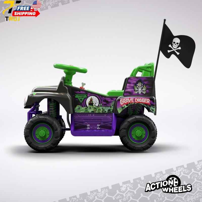 6V Grave Digger Ride on Car Monster Truck Monster Jam Graphics for Boys & Girls