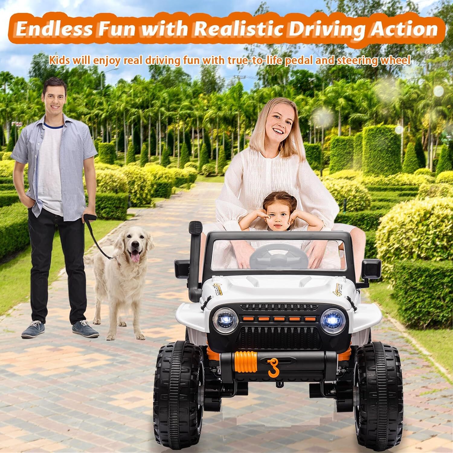Electric Ride On Car, 2 Seater Battery Powered Truck With 4x35W Powerful Wheels