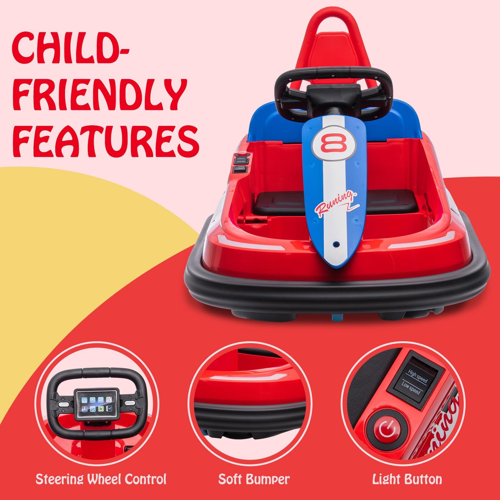 🍊Kids Ride on Bumper Car Hetoy 6V Electric Ride On Toys for Toddlers 3-6 Years