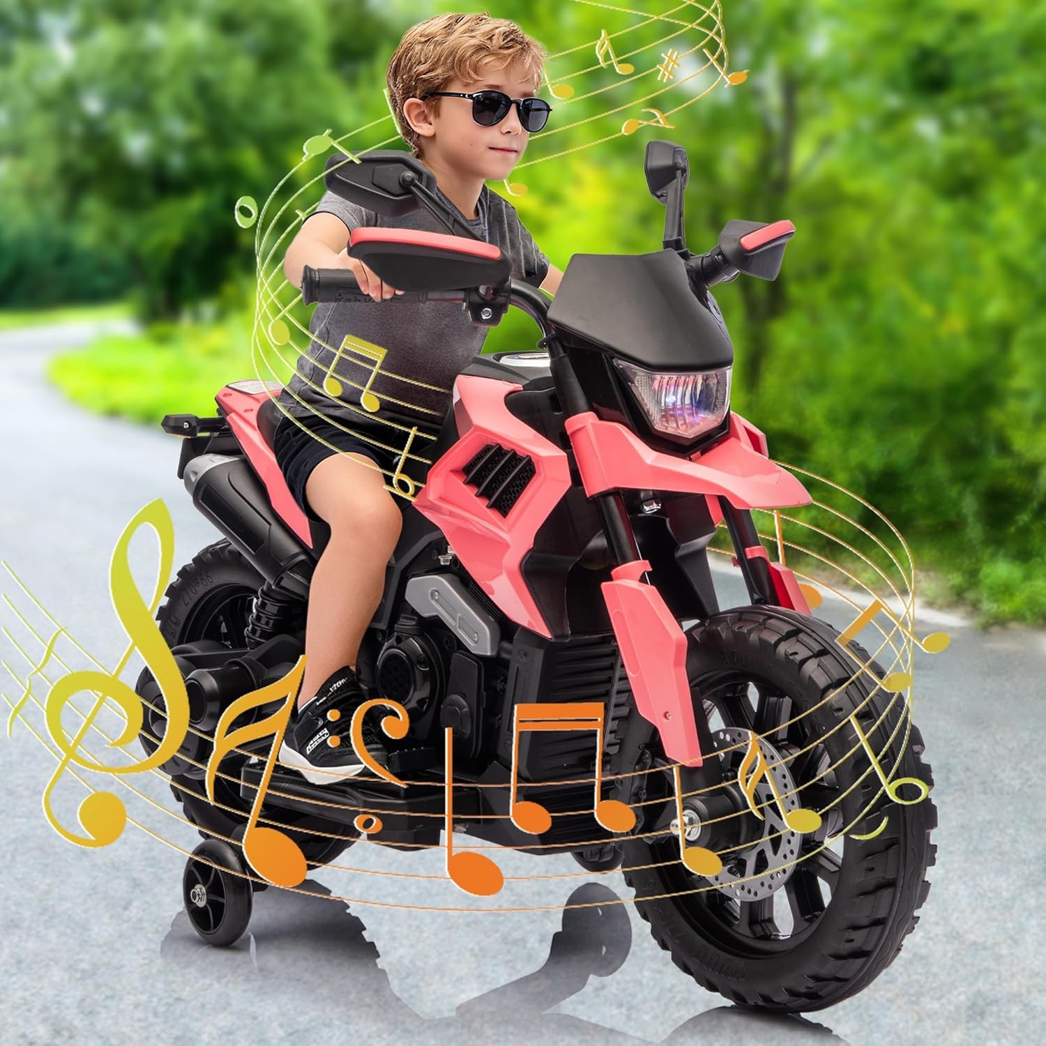Motorcycle for Kids,Ride on Motorcycle w/ Traning Wheels,Electric Bike for Child