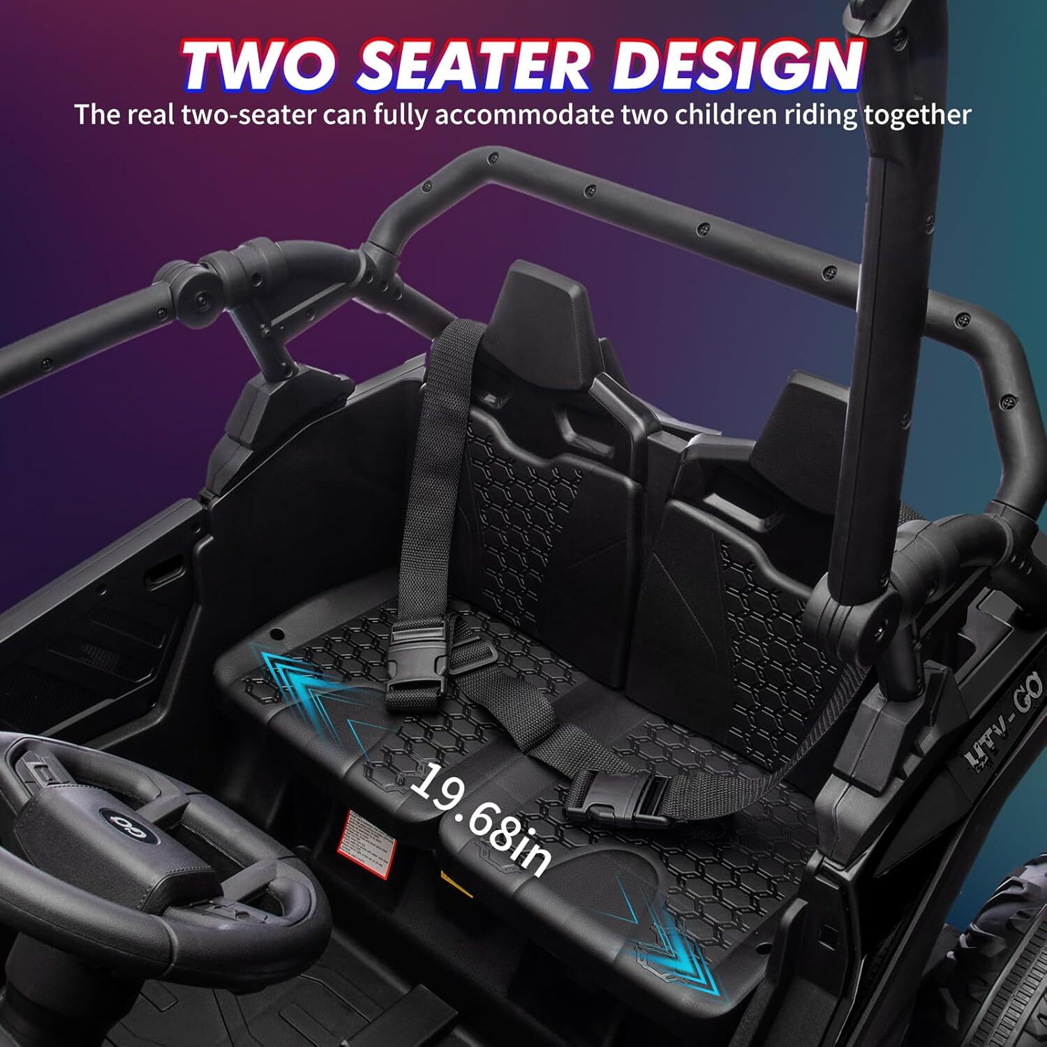 2 Seater Ride On Car, 24V Battery Powered Electric Off-Road Utv w/Remote Control