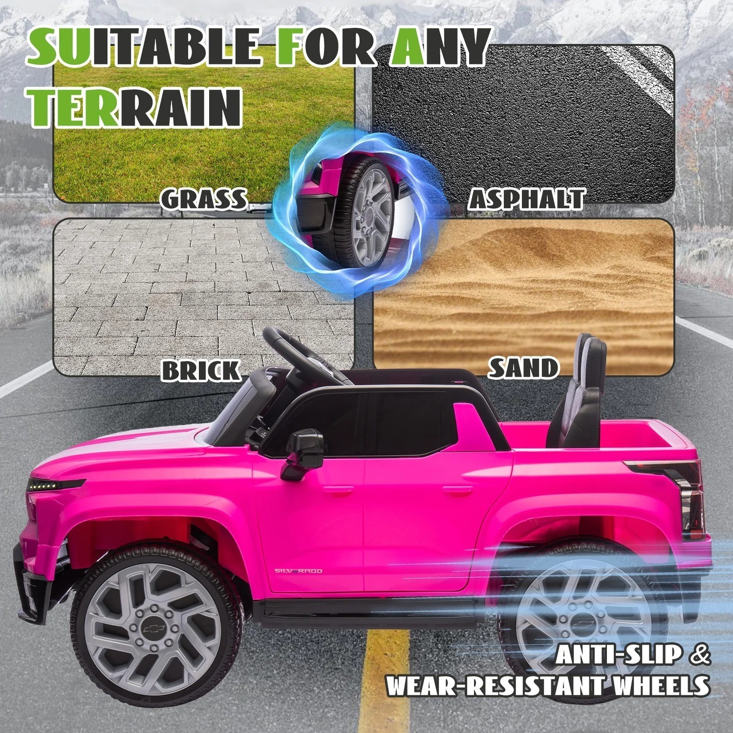 Licensed Silverado Ride on Truck 24V Electric Car 2 Seater with Remote for Kids