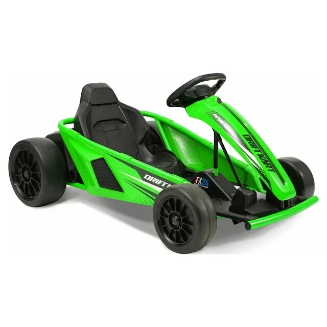 Drift Go Kart Ride On 24V Battery-Powered Vehicle, Ages 8+, Green
