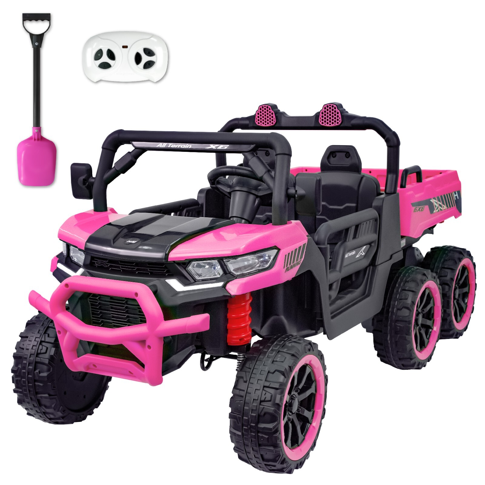 Pink Kids 2 Seater Ride on Car 24V Electric Dump Truck 4WD UTV w/Parental Remote