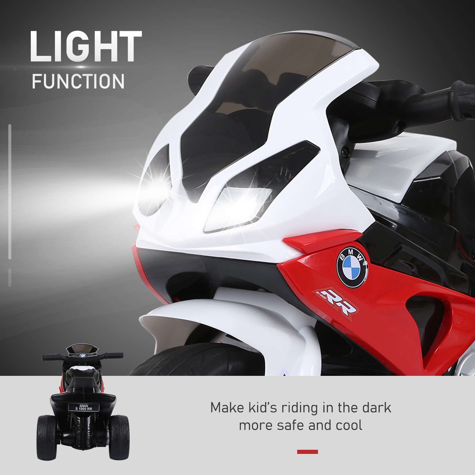 6V Kids Ride On Toddler Motorcycle with Headlight Music 3 Wheels for 1-3 Years