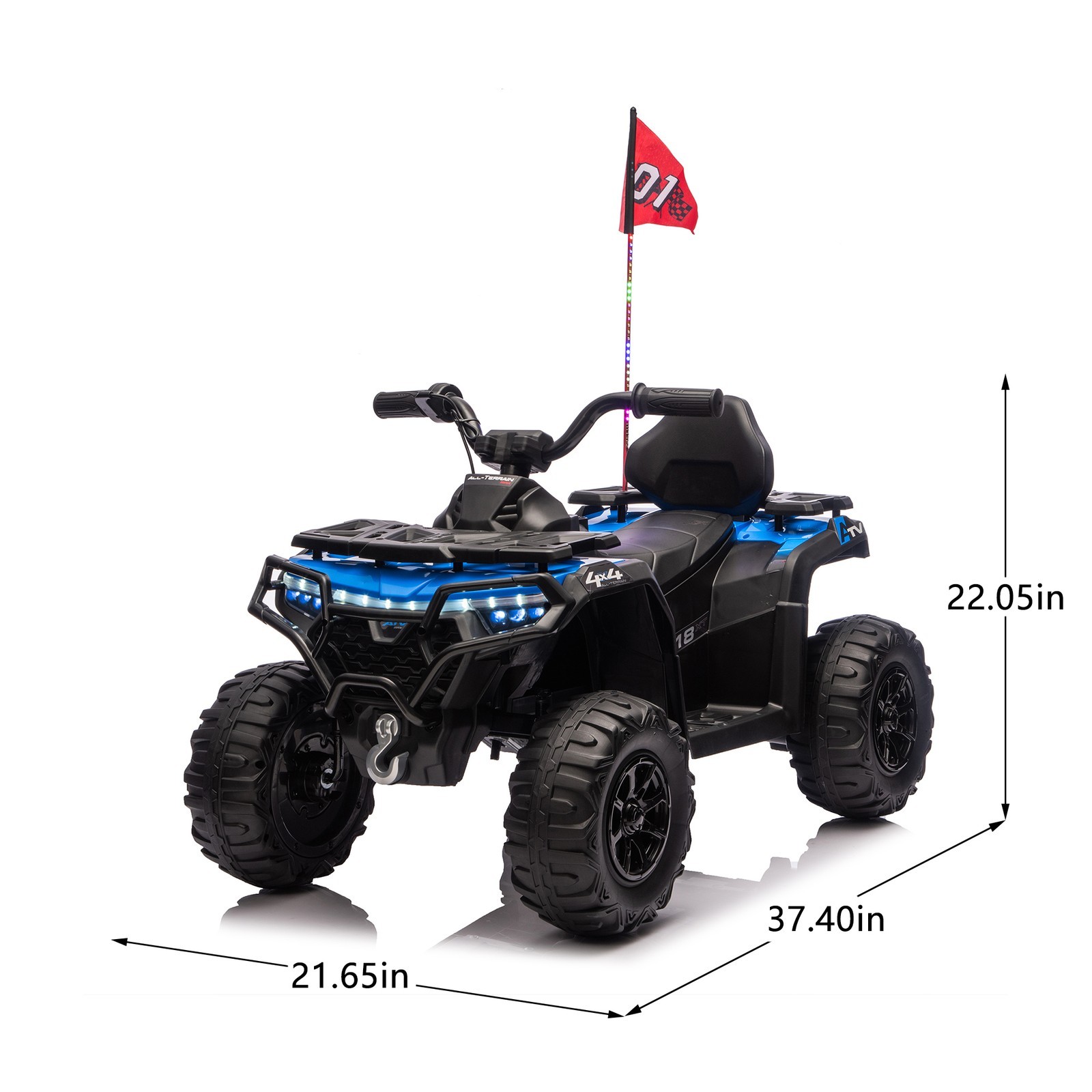24V Kids Ride on ATV Electric Power Wheels Off-Road Quad Car W/ Bluetooth Music