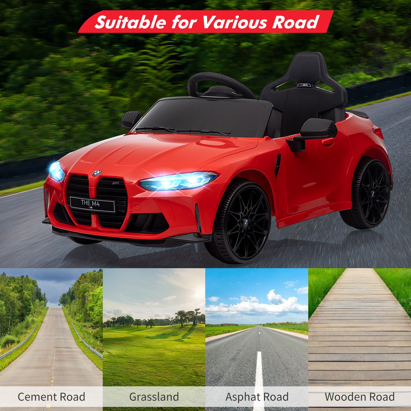 Licensed BMW M4 Electric Ride-On Car 12V for Kids w/ Twin Motors 2 Control Modes