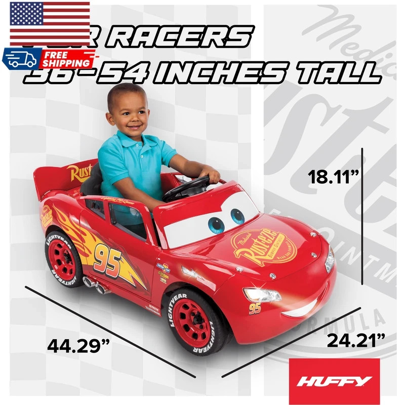 Huffy 6V Disney Pixar Lightning McQueen Ride-On Toy Kids Ages 3-7 Red