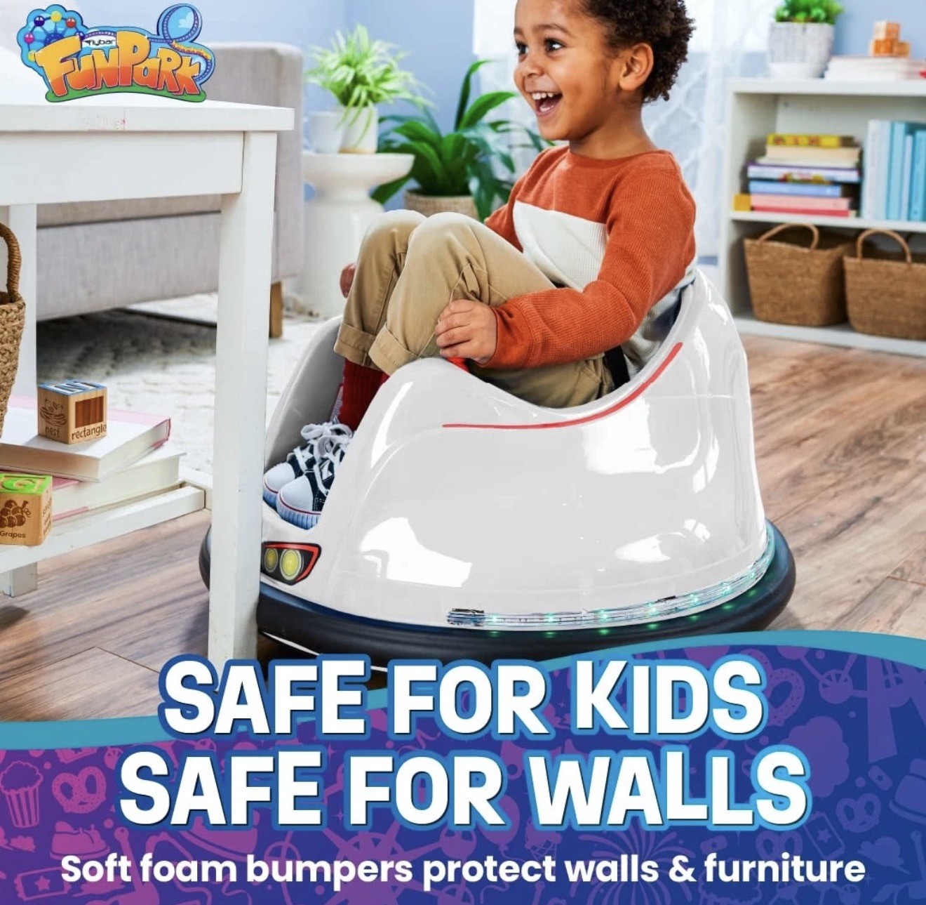 Flybar Funpark 6V Electric Bumper Car Ride-On For Toddlers Ages 1.54 Years Led