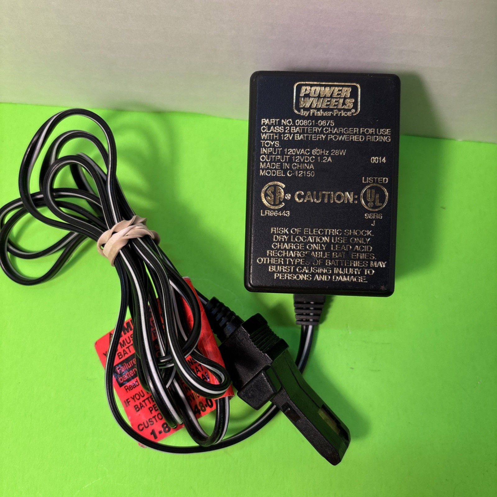 Fisher Price Power Wheels Ride On 00801-0675 Battery Adapter Charger 12V OEM