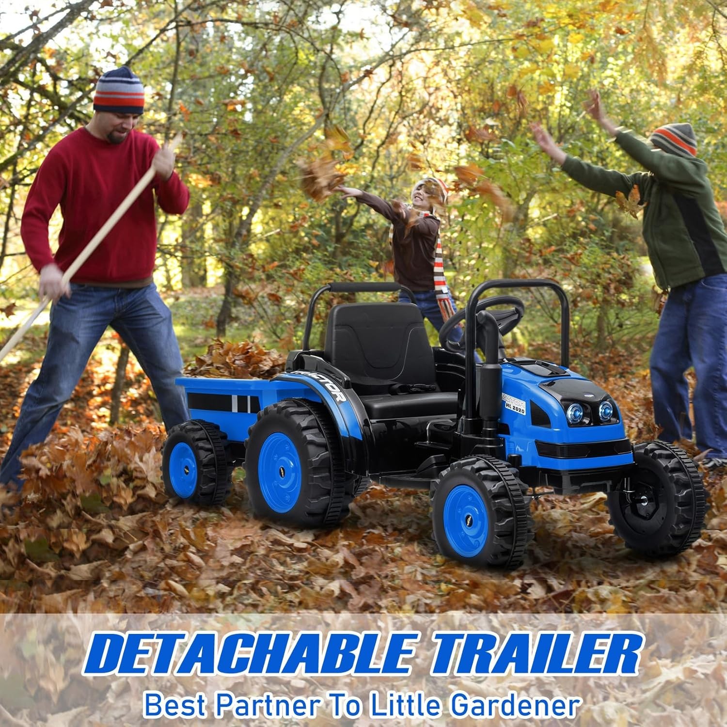 Upgraded Kids Electric Tractor W/ Dump Trailer &Remote, 35W Dual Motor, Ages 3-8