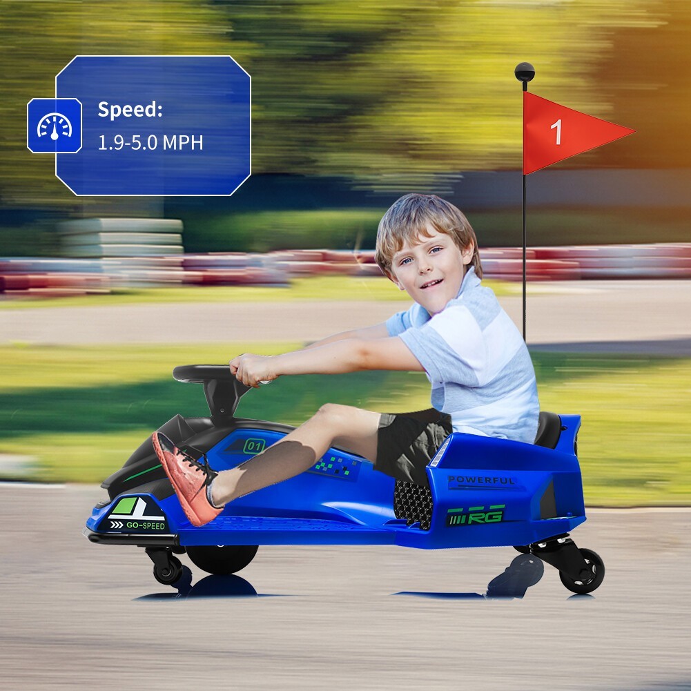 12V Kids Ride On Drift Car Electric Drifting Go-Kart LED Light High/Low Speed