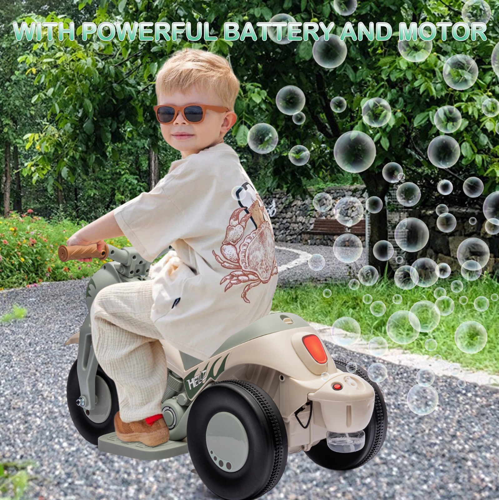 Garvee Kids 3 Wheels Motorbike 6V Ride on Bubble Car Electric Motorcycle Toys