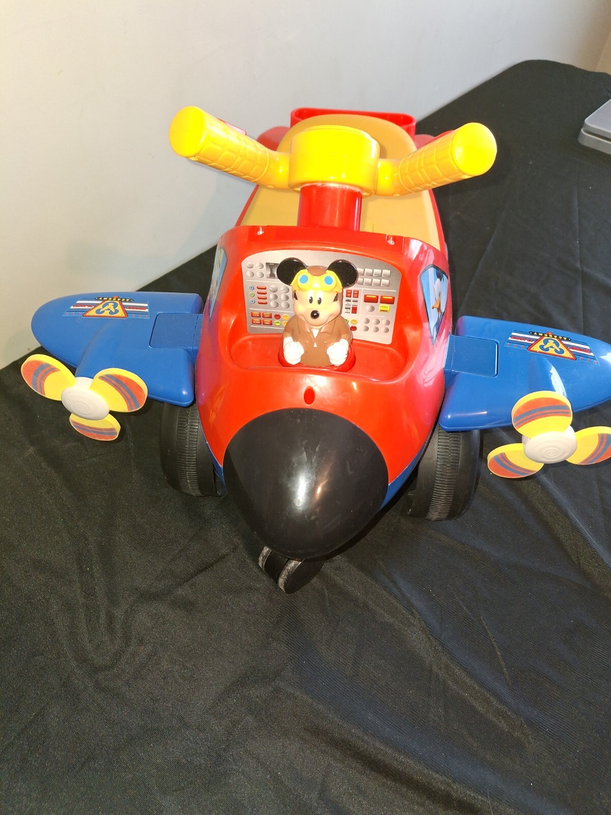 Kiddieland Disney Lights & Sounds Activity Ride-On Mickey Mouse Plane-No Handle