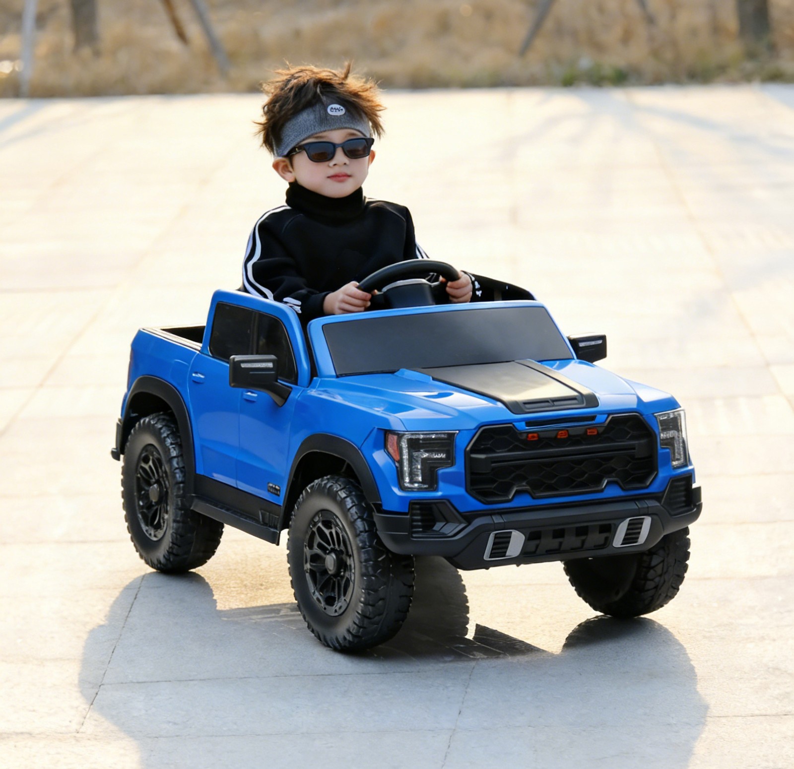 12V Kids Ride-On Car Remote Control, 4-Wheel Shock Absorption 3-6 Years Blue
