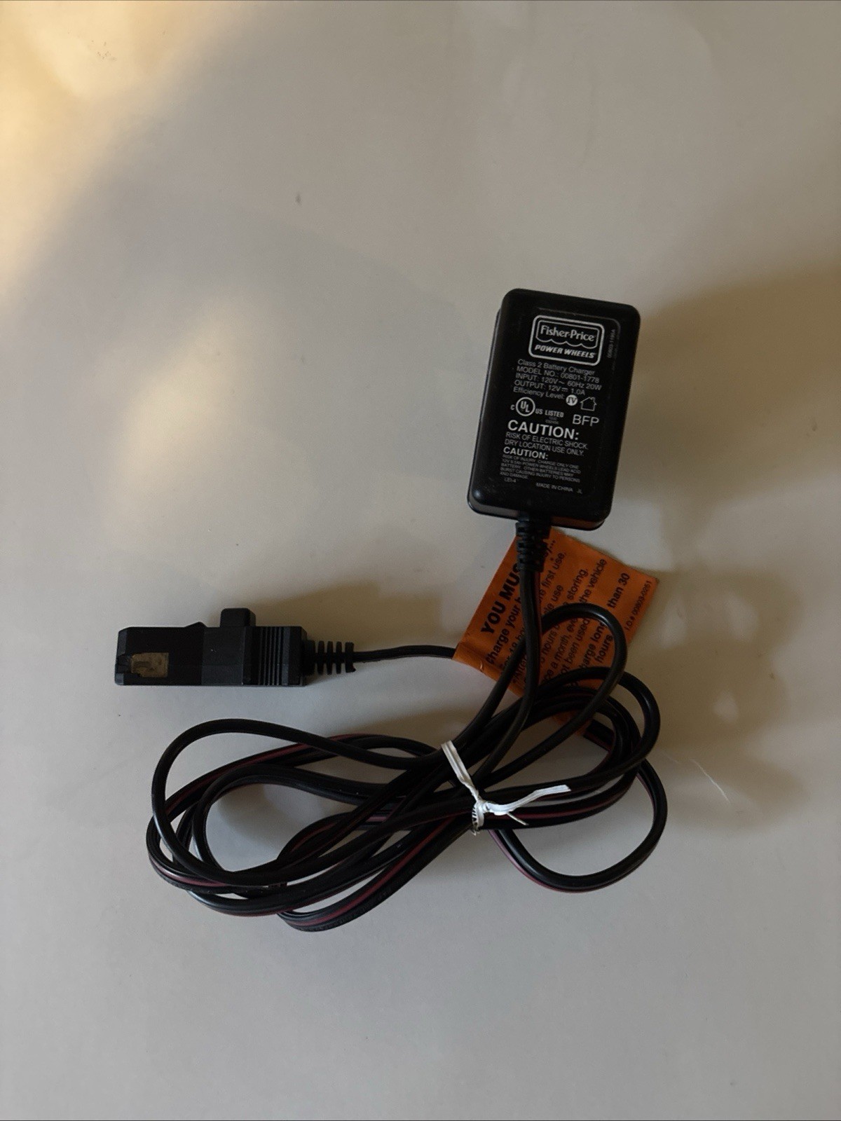Fisher Price 00801-1778 Class 2 Power Wheels Battery Charger 12V