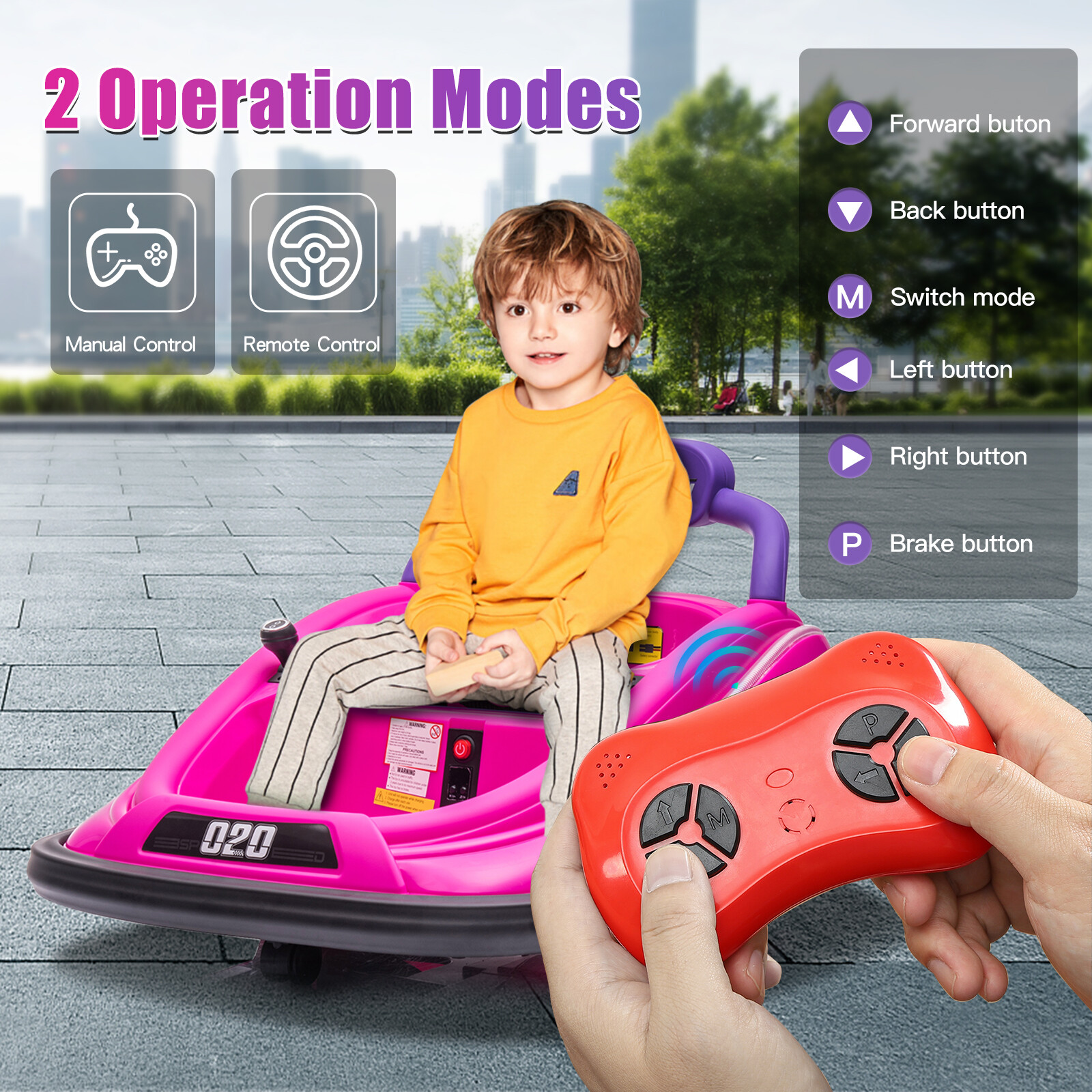 Electric 360° Rotation Kids Bumper Car Best Toy Gift, w/ Parent Remote Control