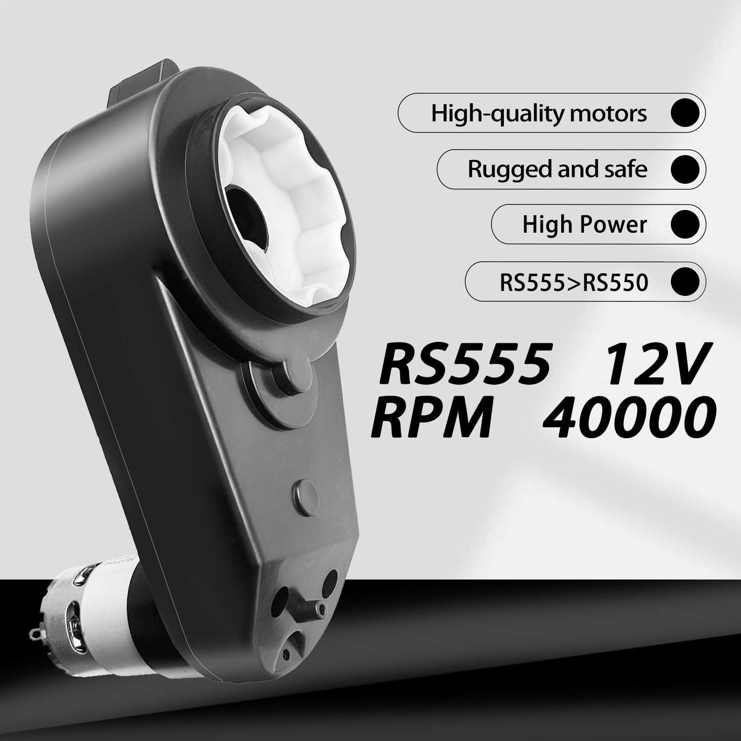 2Pack Power Wheels Motor Upgrade, 12V RS550 40000RPM, Gearbox with Steel Gears,