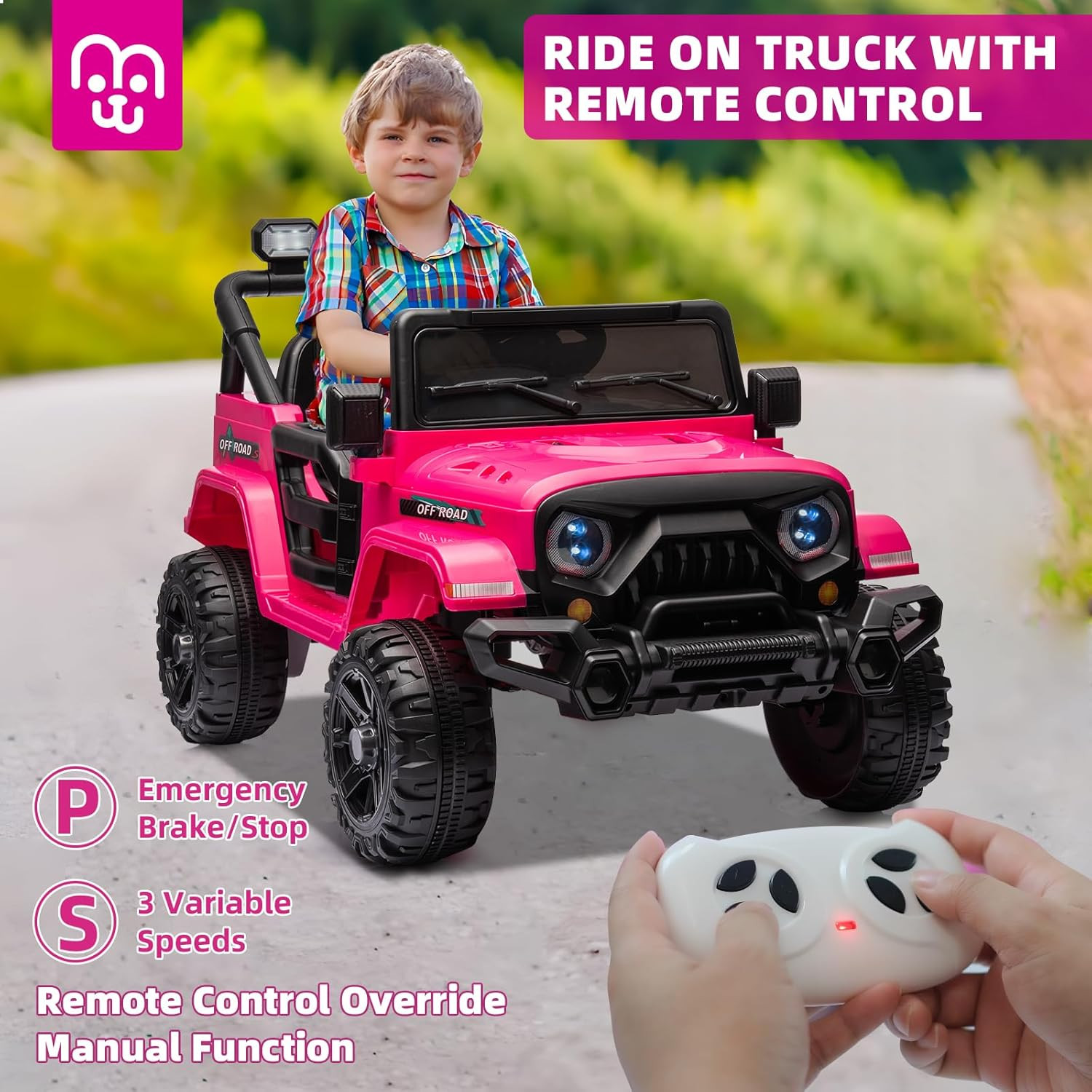 12V Kids Electric Ride on Truck Car Remote Control, Twin 35W Motors 3.5MPH Max S
