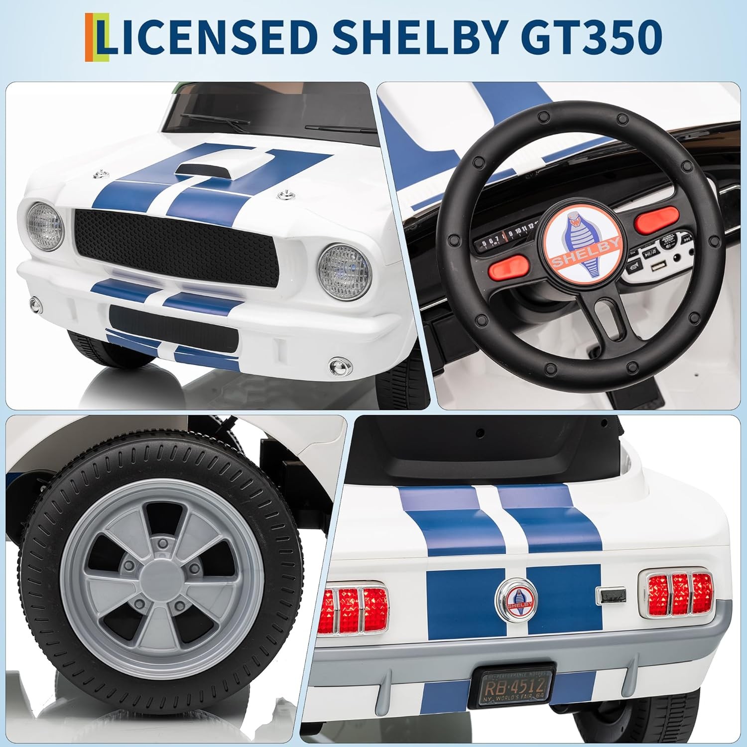12V Electric Ride On Car for Kids, Remote Control, LED, Music, 3 Speeds, Safety